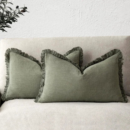 Florevi – Decoratieve Kussenhoes met Ruches | Katoen-Linnen | 45x45 cm