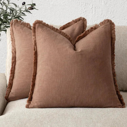 Florevi – Decoratieve Kussenhoes met Ruches | Katoen-Linnen | 45x45 cm