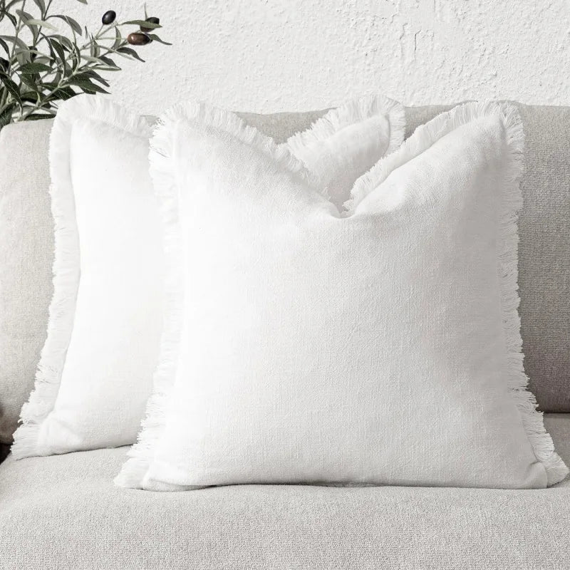 Florevi – Decoratieve Kussenhoes met Ruches | Katoen-Linnen | 45x45 cm