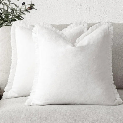 Florevi – Decoratieve Kussenhoes met Ruches | Katoen-Linnen | 45x45 cm