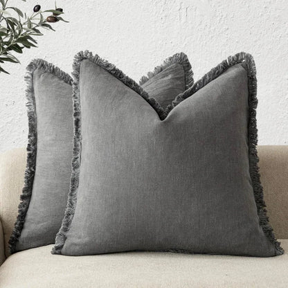 Florevi – Decoratieve Kussenhoes met Ruches | Katoen-Linnen | 45x45 cm