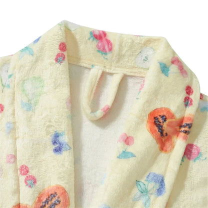 Floriva – Dames Badjas Flanel met Bloemenprint & Sjaalkraag
