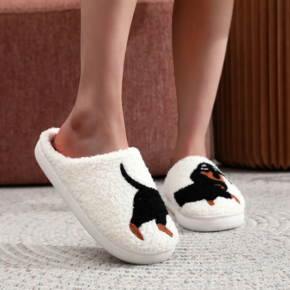 Foxwell – Pluche teckel pantoffels met antislipzool