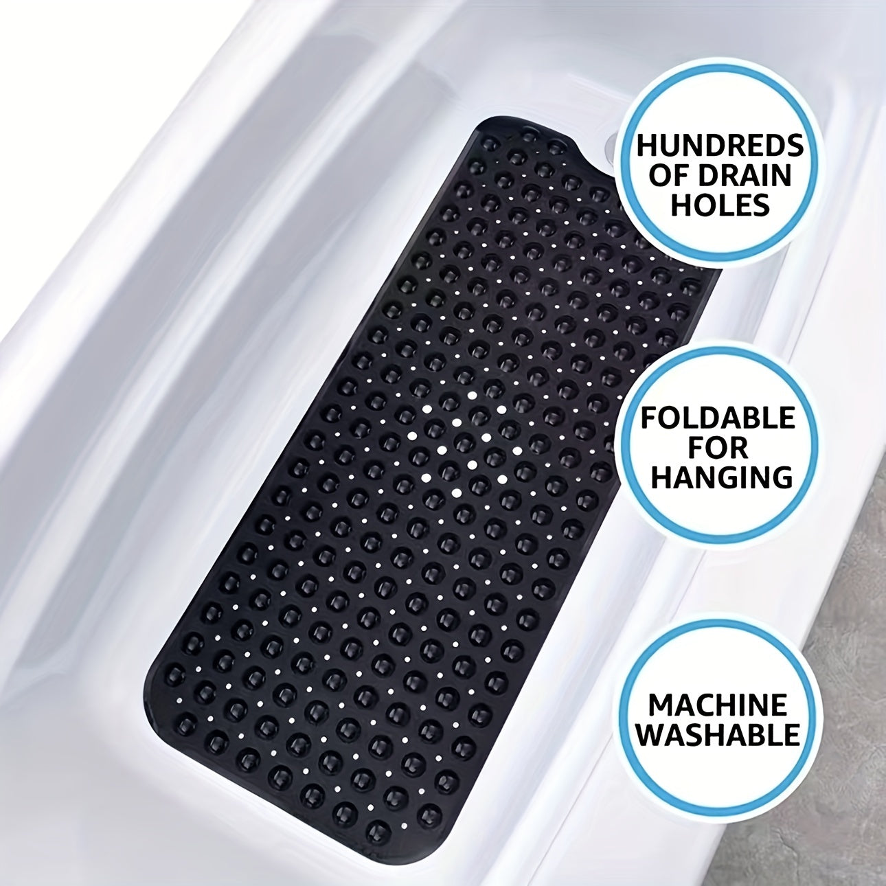 Gravio – Antislip badmat PVC 101 x 40 cm met zuignappen