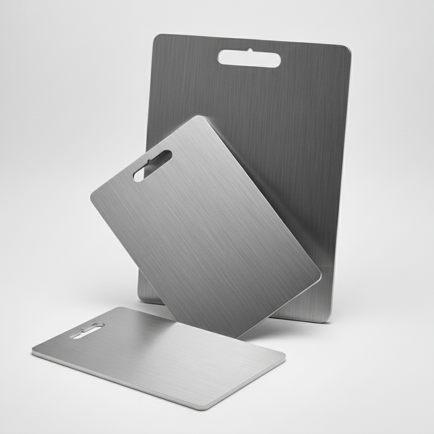 Culminar Titanium Snijplanken Set van 3 – Klein, Middel & Groot | Dubbelzijdig, Anti-Slip & Hygiënisch | Luxe Titanium Keukenplanken