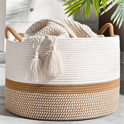 Kaleni – Katoenen opbergmand met handvatten en streepdesign