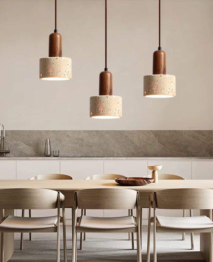 Lunara – Hanglamp travertin met Japanse wabi-sabi vormgeving