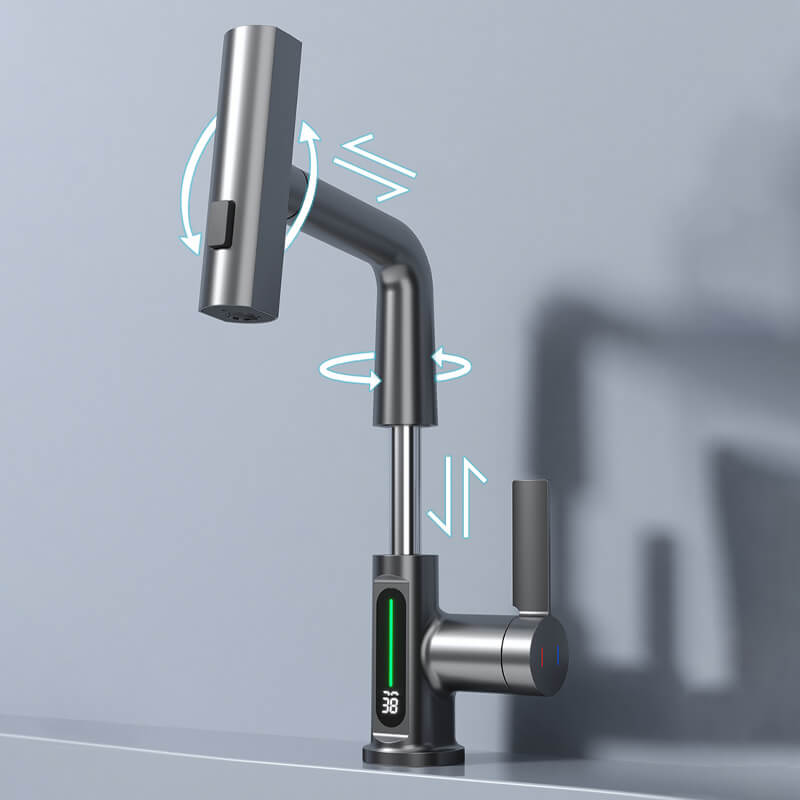 Lumitec – Keukenkraan met LED-temperatuurweergave en uittrekbare sproeikop