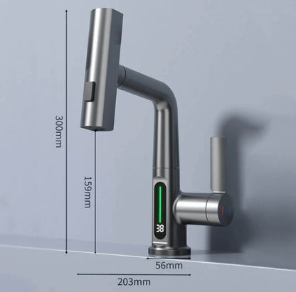 Lumitec – Keukenkraan met LED-temperatuurweergave en uittrekbare sproeikop