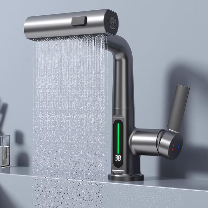 Lumitec – Keukenkraan met LED-temperatuurweergave en uittrekbare sproeikop