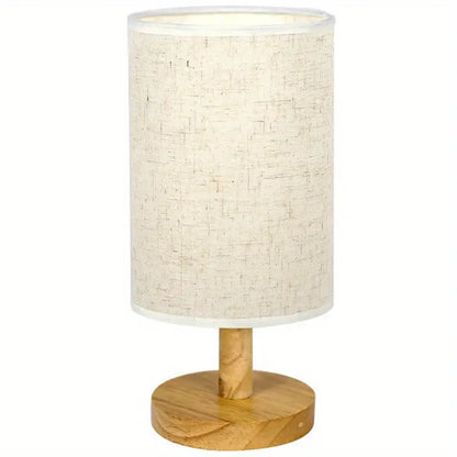 Noravi – Tafellamp van hout en stof met USB-aansluiting