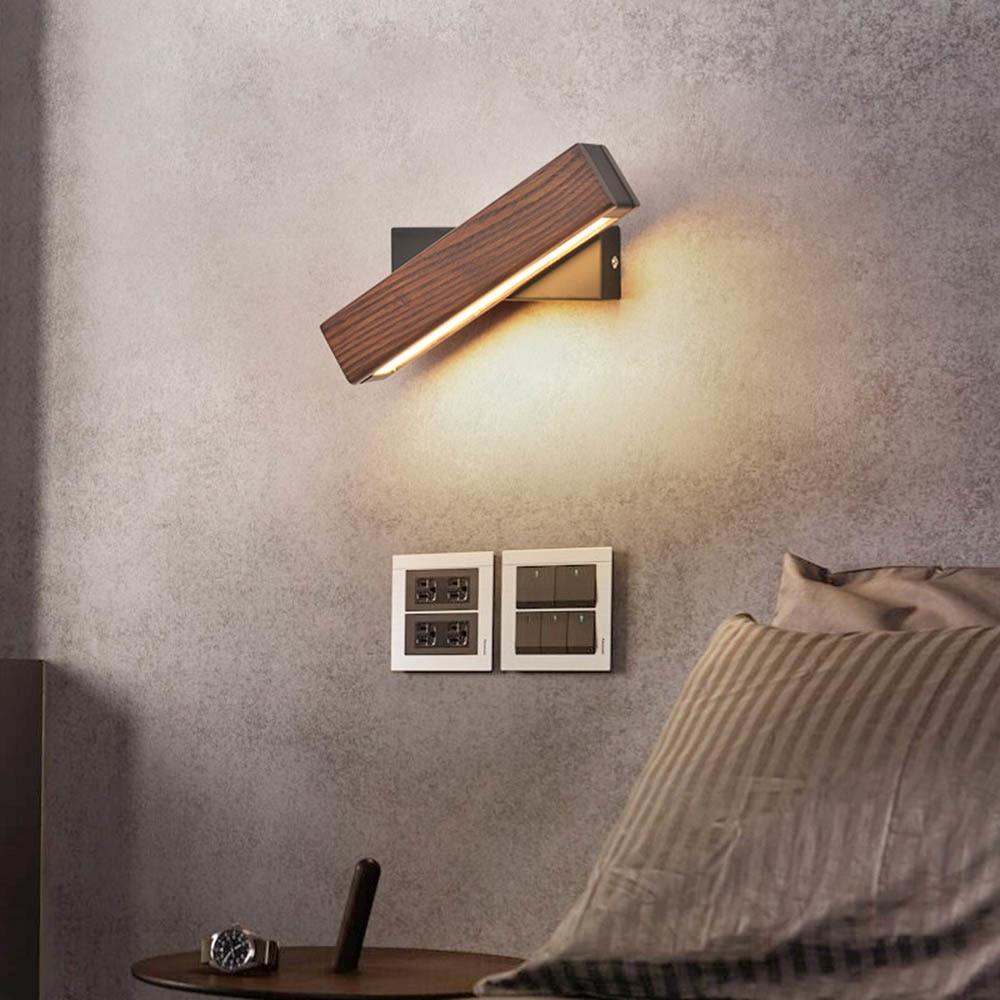 Norvena – Houten wandlamp met draaibare LED arm