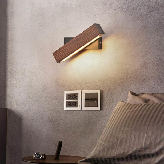 Norvena – Houten wandlamp met draaibare LED arm
