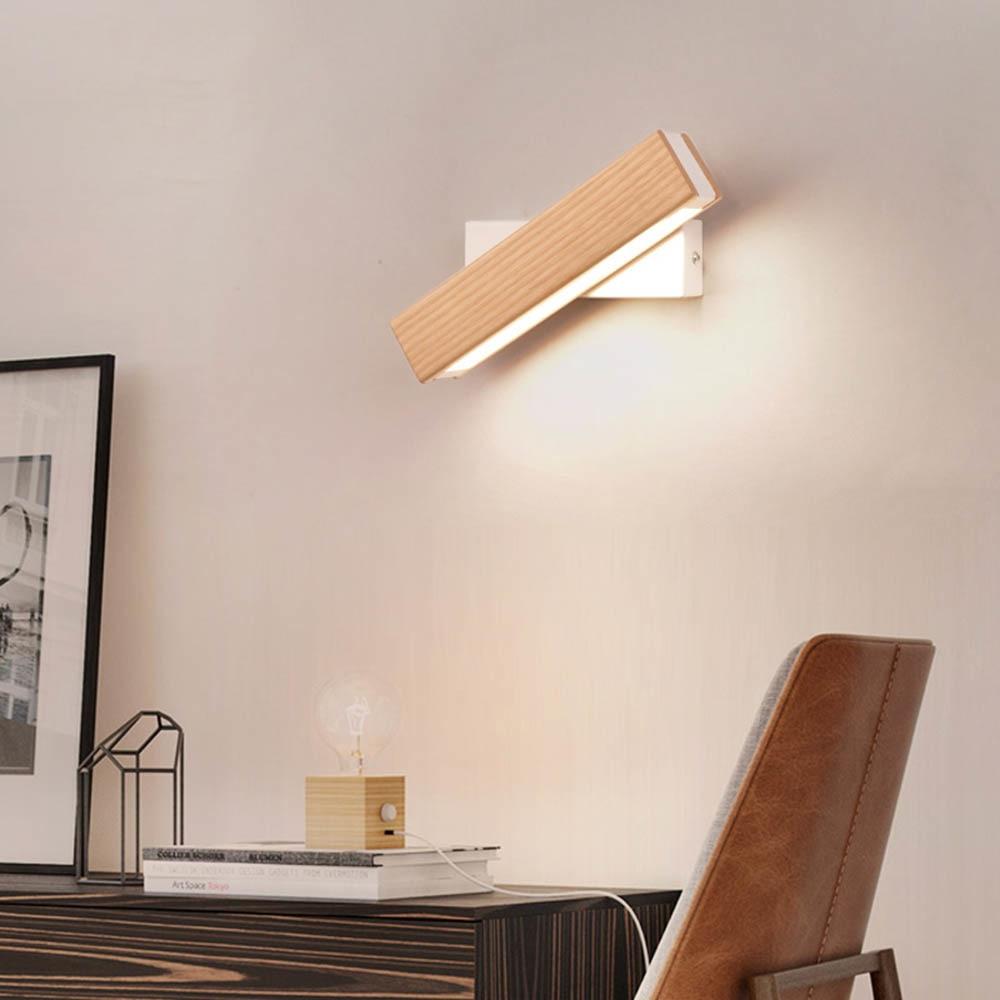 Norvena – Houten wandlamp met draaibare LED arm