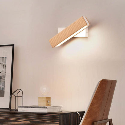 Norvena – Houten wandlamp met draaibare LED arm