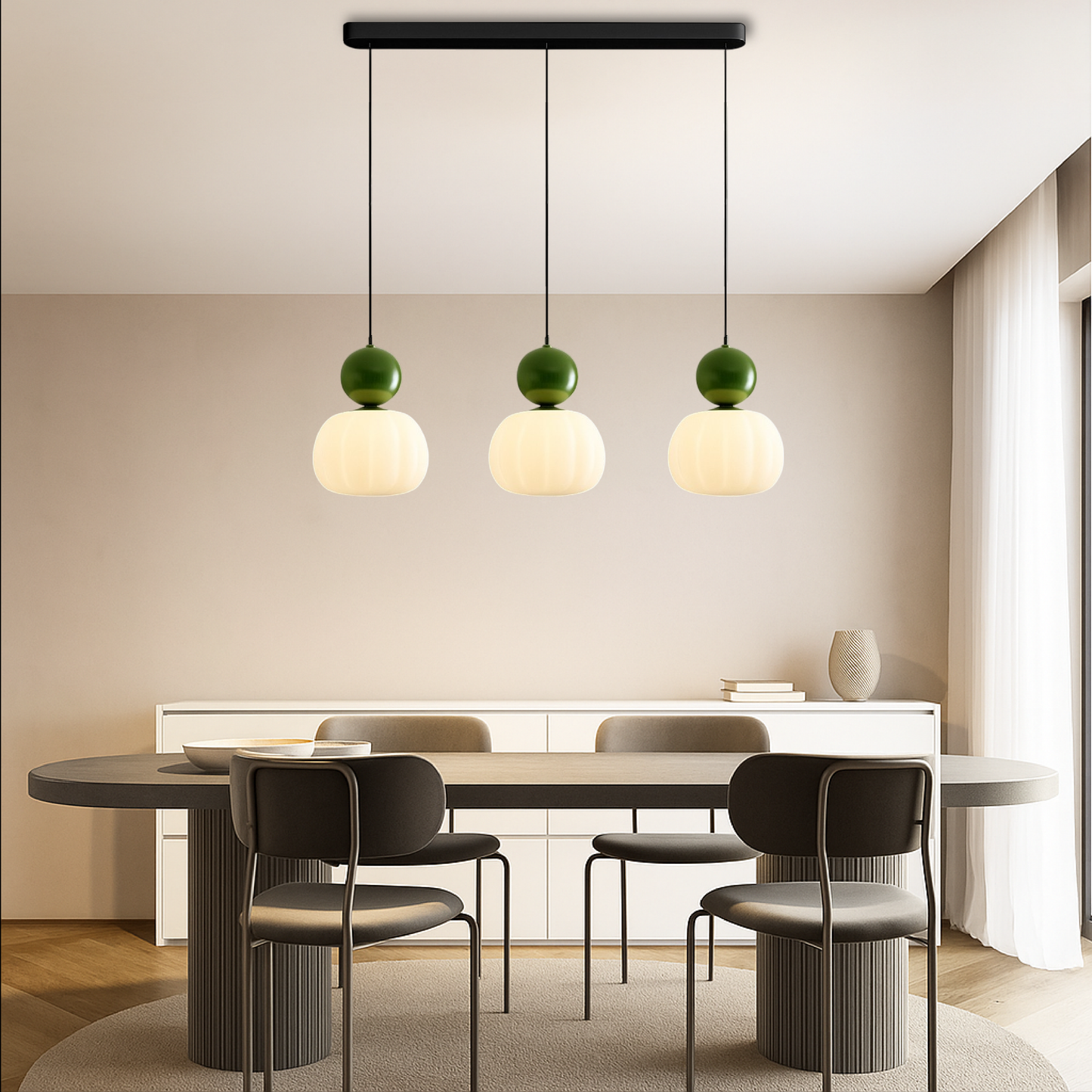 Orivelle – Hanglamp met opaalglas bol en gekleurde kap