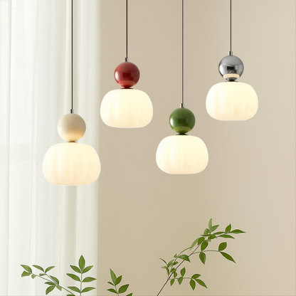Orivelle – Hanglamp met opaalglas bol en gekleurde kap