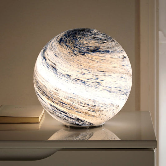 Orluna – Glazen bol tafellamp met swirl patroon en LED