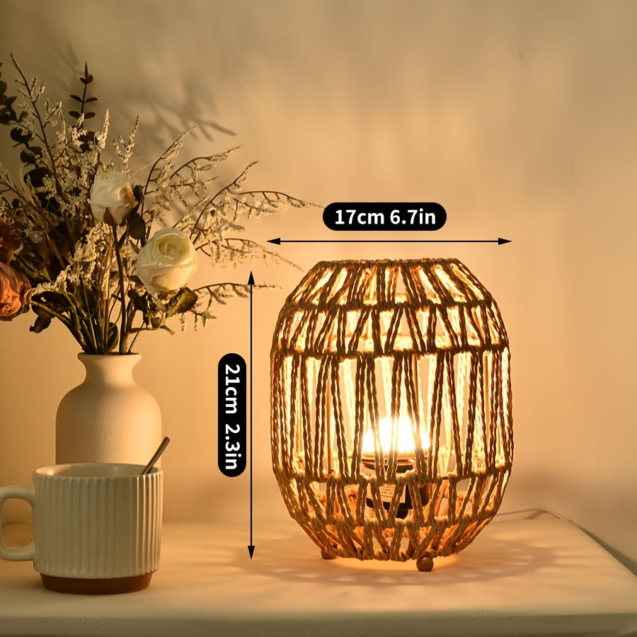 Ravelon – Handgeweven tafellamp rotan met USB-voeding