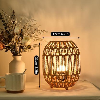 Ravelon – Handgeweven tafellamp rotan met USB-voeding