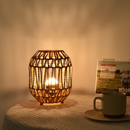 Ravelon – Handgeweven tafellamp rotan met USB-voeding