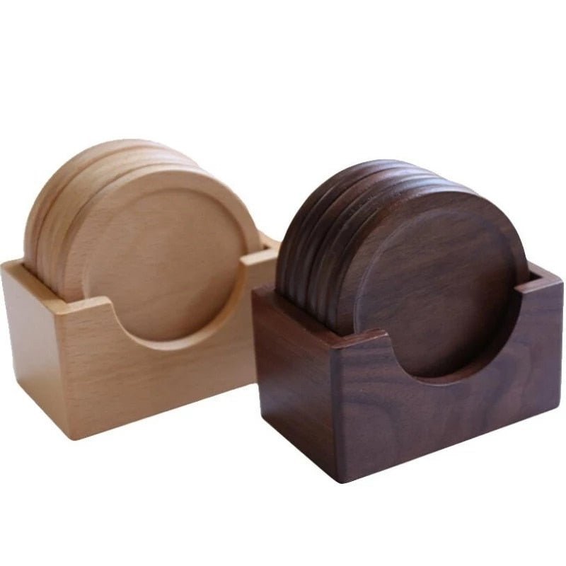 Rileva – Houten onderzetters set 6 stuks met houder