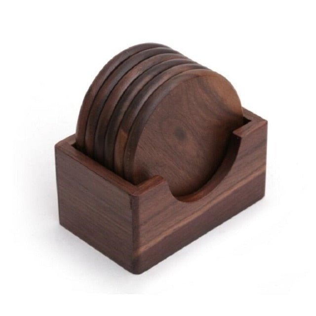 Rileva – Houten onderzetters set 6 stuks met houder