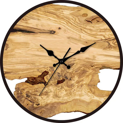Rilova – Wandklok met houtprint en stil uurwerk