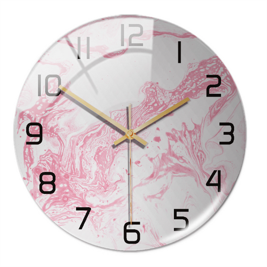 Sereno – Wandklok met marmerprint en stil uurwerk