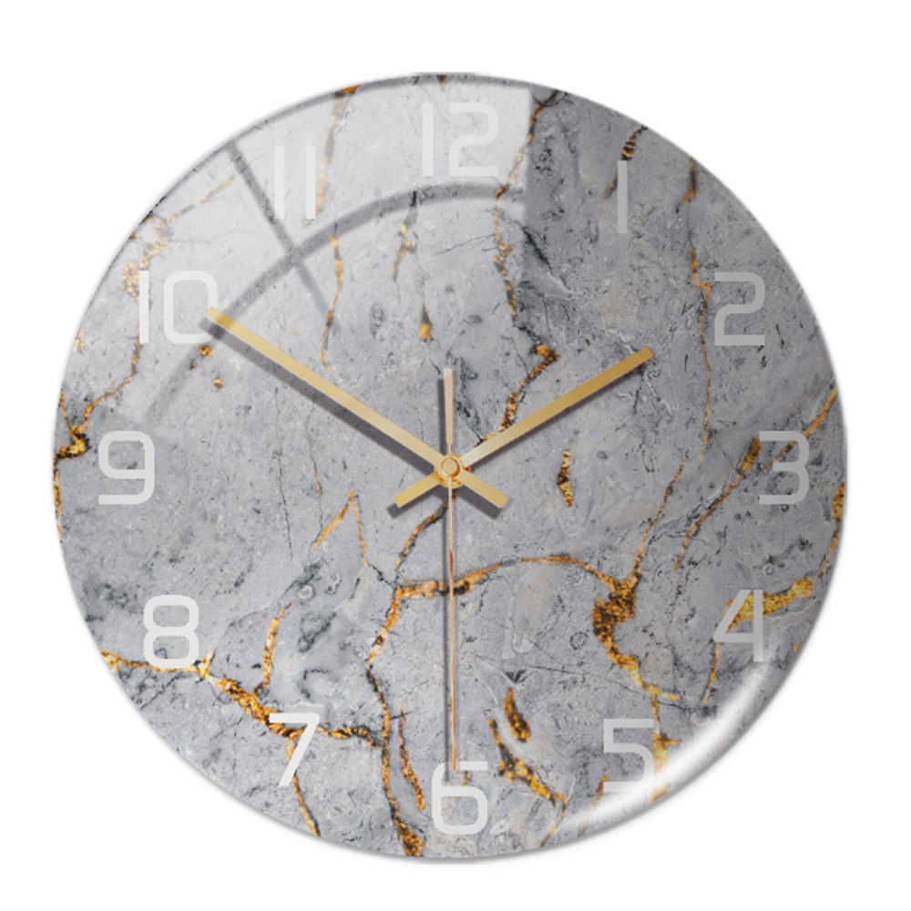 Sereno – Wandklok met marmerprint en stil uurwerk