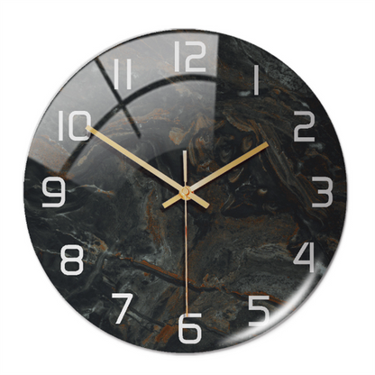 Sereno – Wandklok met marmerprint en stil uurwerk