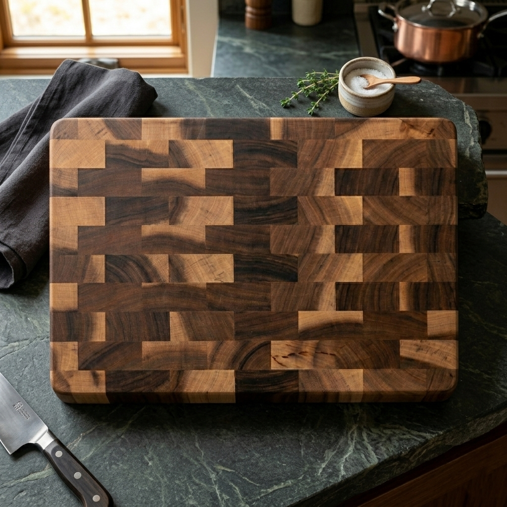 Luxe walnoothouten snijplank met blokdesign