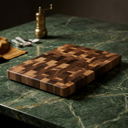 Luxe walnoothouten snijplank met blokdesign