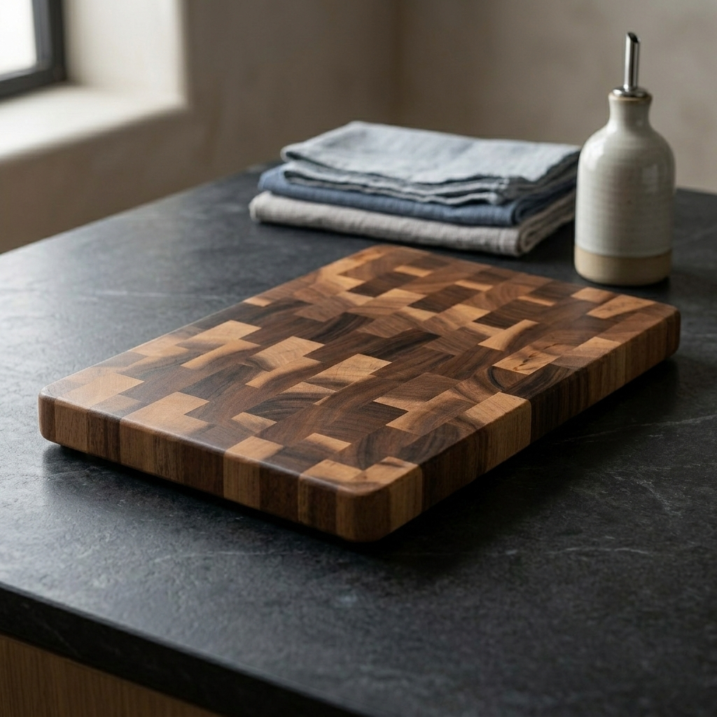 Luxe walnoothouten snijplank met blokdesign