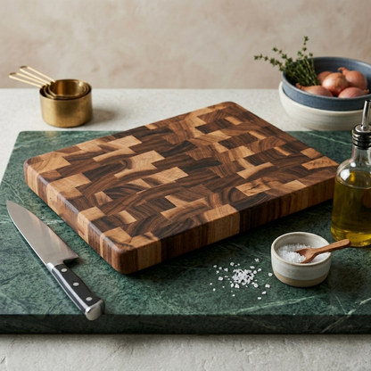 Luxe walnoothouten snijplank met blokdesign