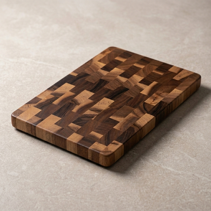 Luxe walnoothouten snijplank met blokdesign