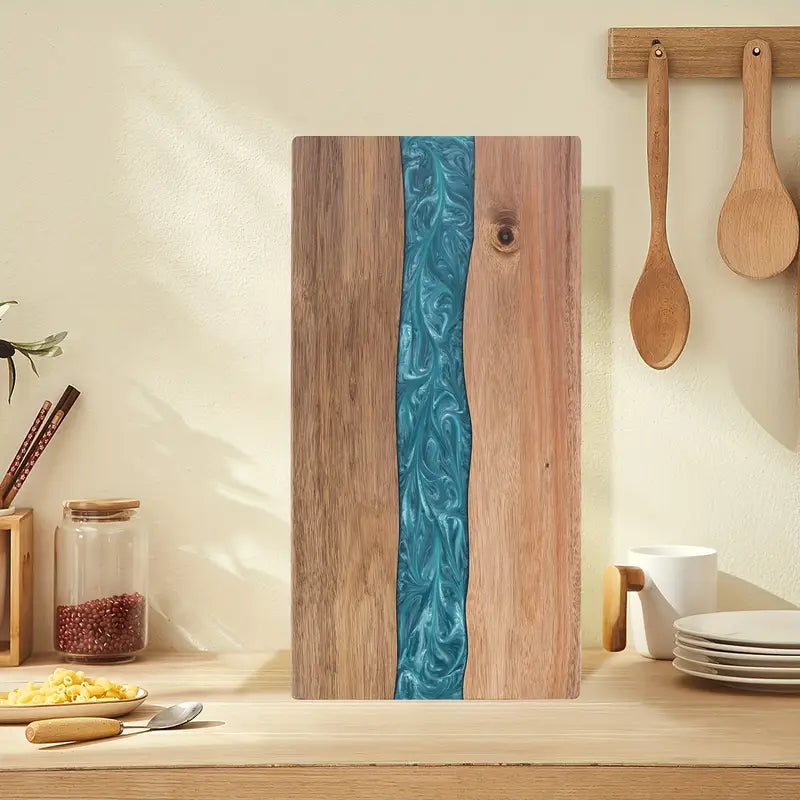 Acacia snijplank met hars river design voor borrelplanken