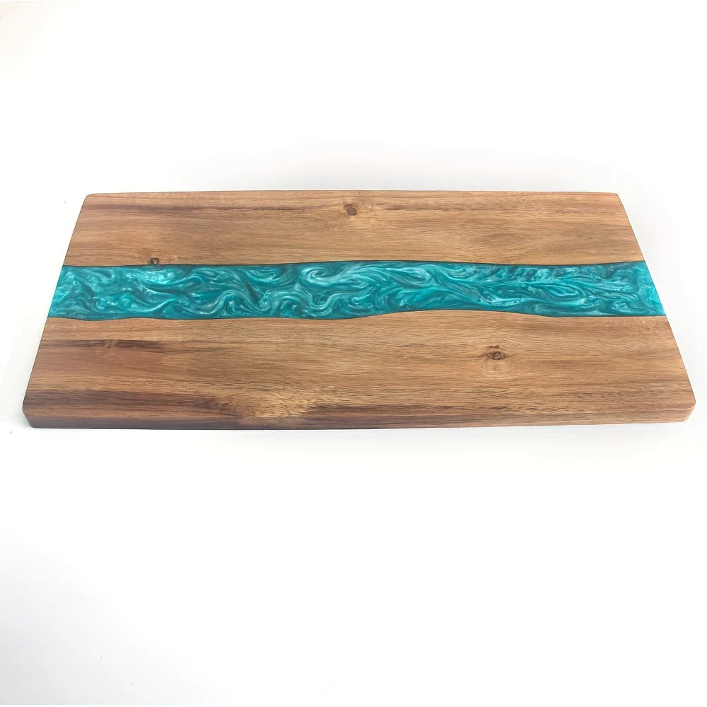 Acacia snijplank met hars river design voor borrelplanken