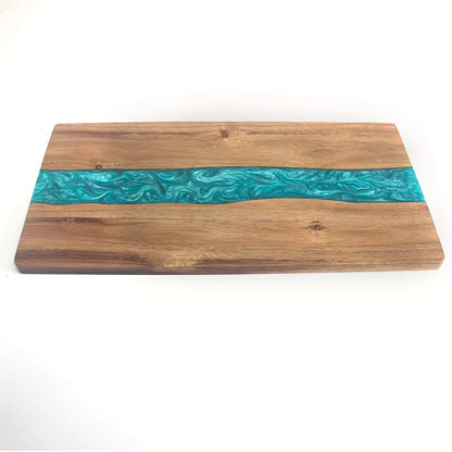 Acacia snijplank met hars river design voor borrelplanken