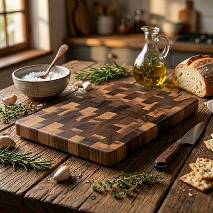 Luxe walnoothouten snijplank met blokdesign