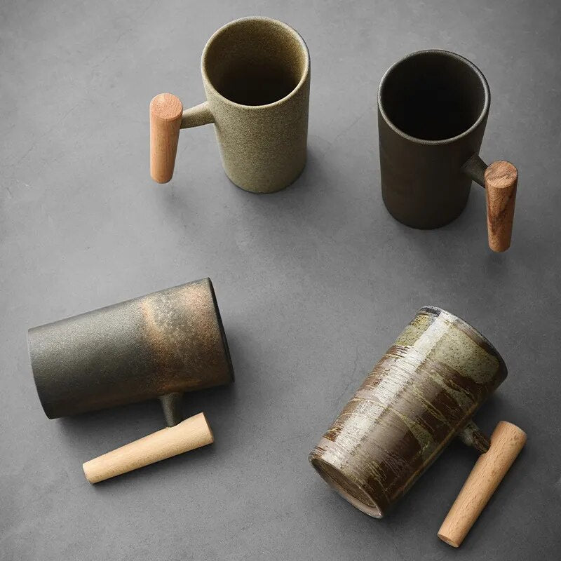 Sylvara – Scandinavische Latte Mok met Houten Handvat