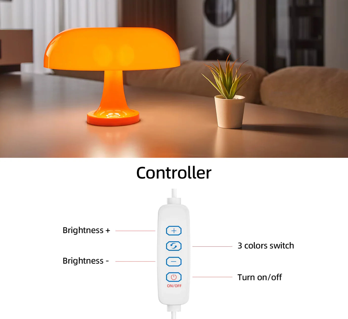 Velora – Oplaadbare tafellamp paddenstoel met touch bediening