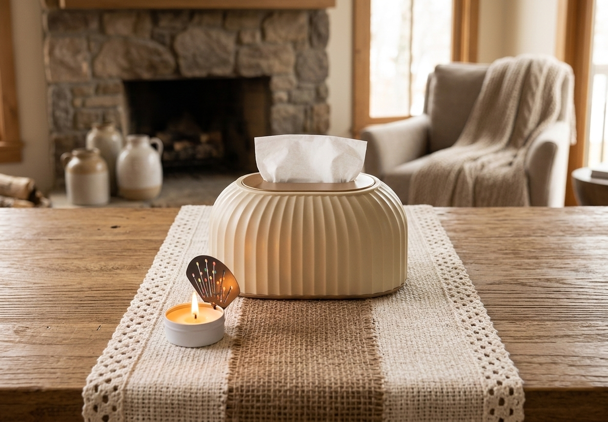 Stijlvolle Linnen Tafelloper Beige met Kant & Middenstrook – 30 x 180 cm