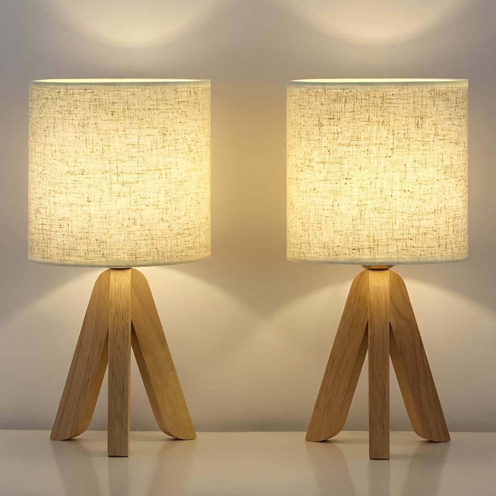 Torova – Houten Tripod Tafellamp met Linnen Kap