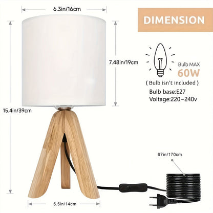 Torova – Houten Tripod Tafellamp met Linnen Kap