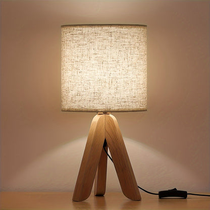 Torova – Houten Tripod Tafellamp met Linnen Kap