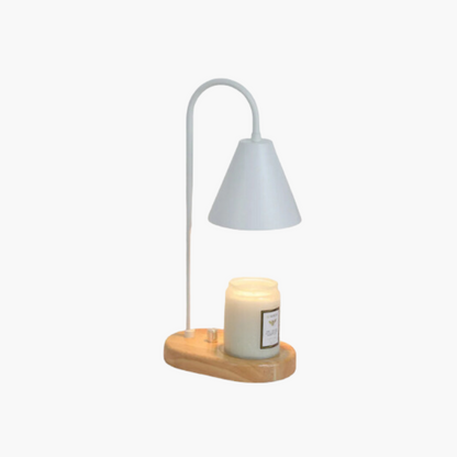 Valoria – Wax Warmer Tafellamp met Metalen Kap en Houten Voet