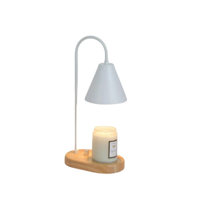 Valoria – Wax Warmer Tafellamp met Metalen Kap en Houten Voet