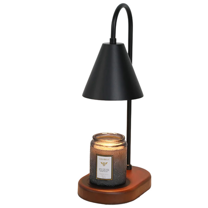 Valoria – Wax Warmer Tafellamp met Metalen Kap en Houten Voet