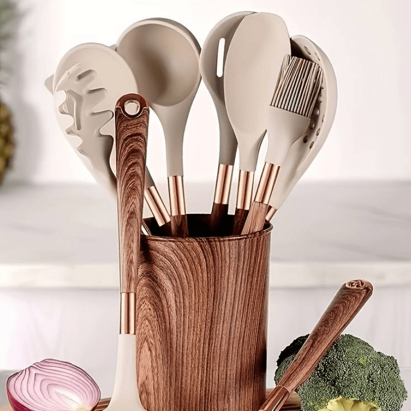 Velara – Siliconen keukenset 10-delig met houten handgrepen
